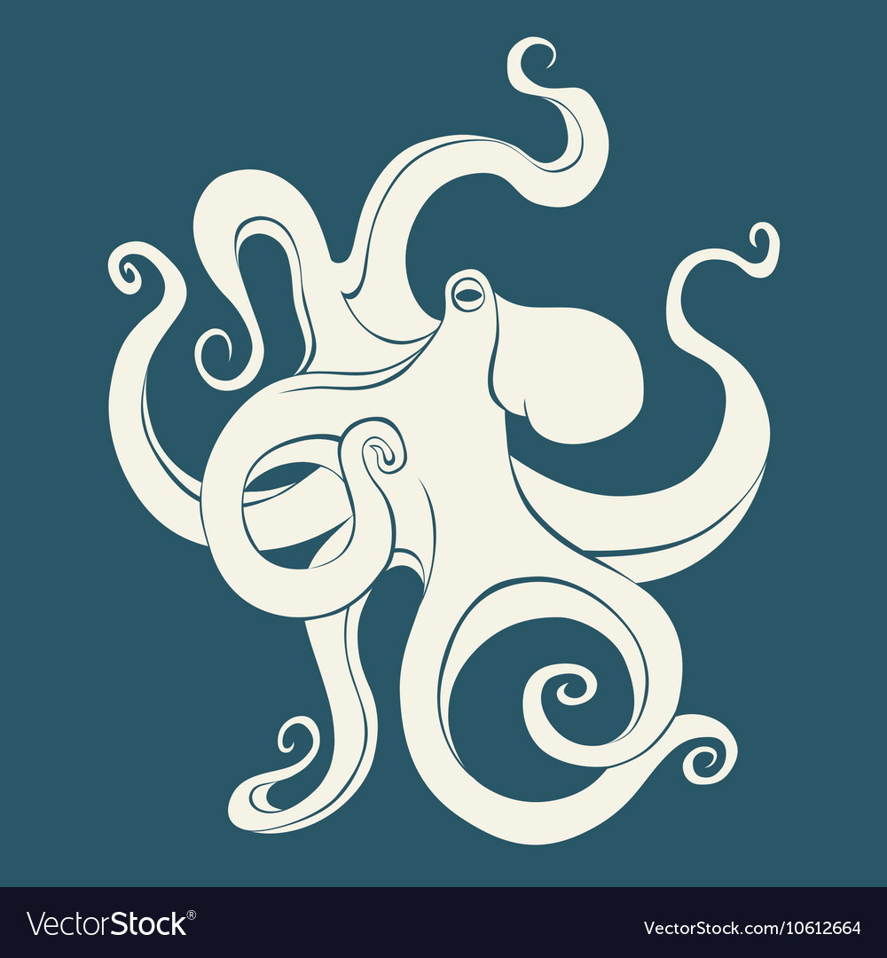 Silhouette octopus template for labels Royalty Free Vector