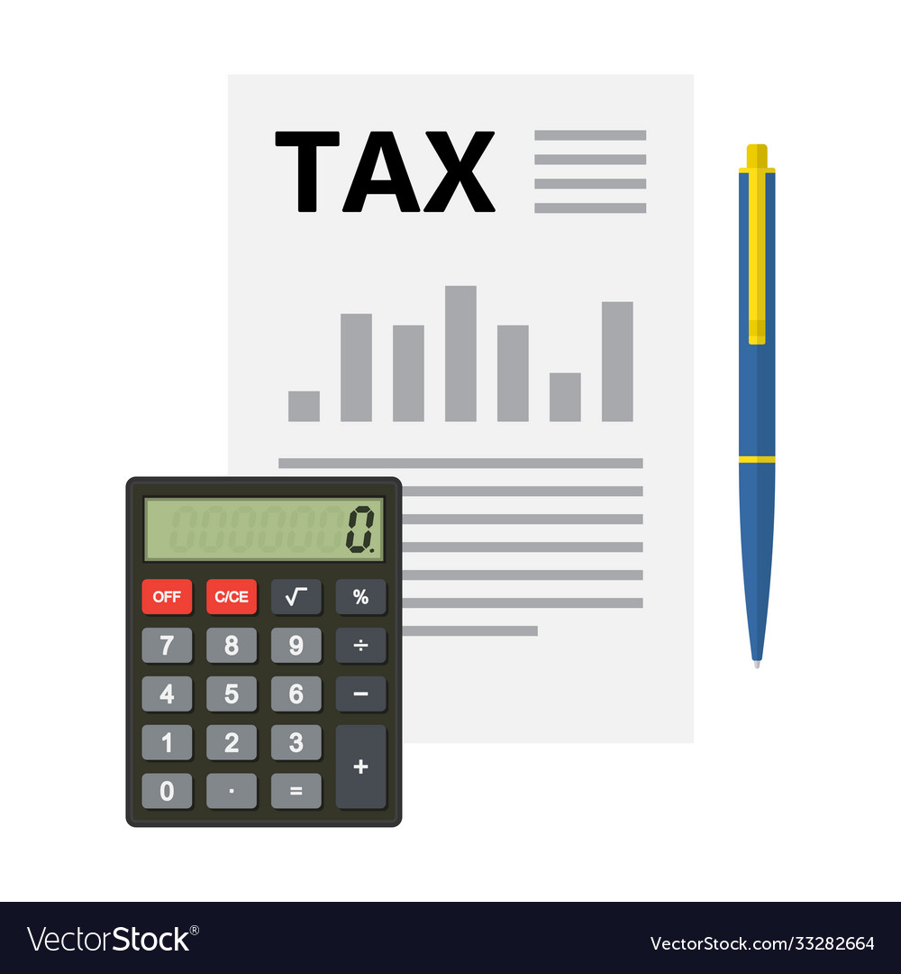 Tax form calculator pen financial document Vector Image