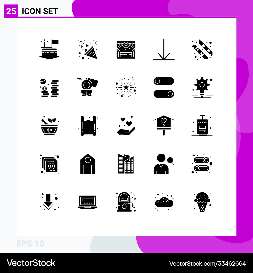 User interface pack 25 basic solid glyphs of Vector Image