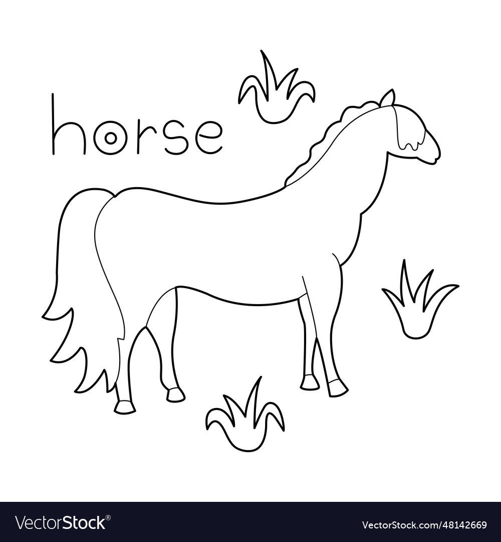 A horse colouring book for kids Royalty Free Vector Image