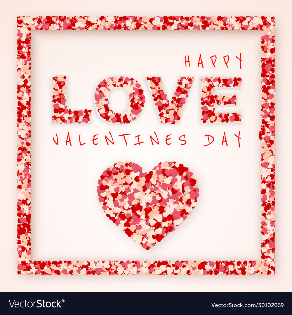 Happy valentines day background paper red pink vector image Happy valentines day background paper red pink