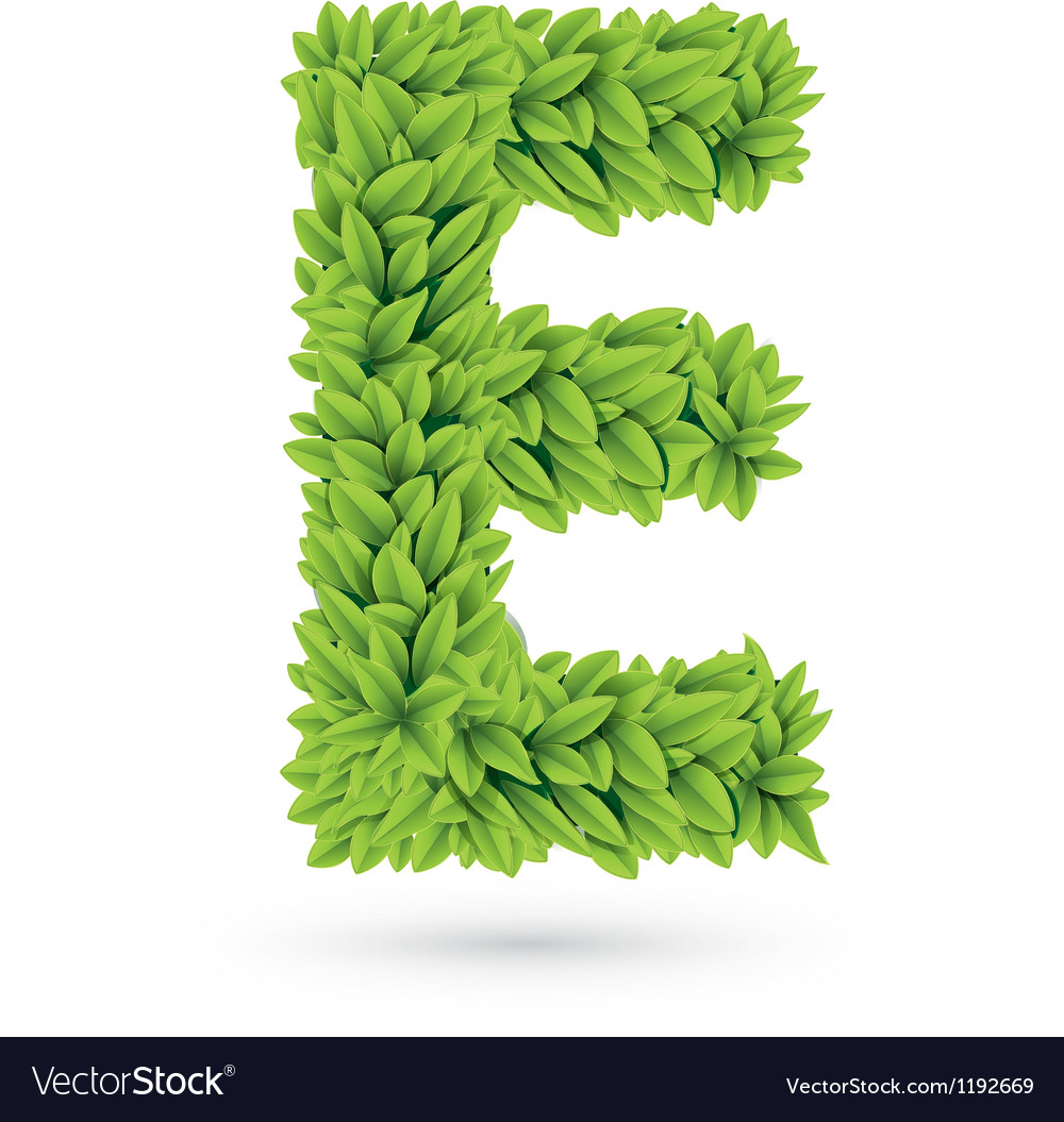 Letter green leaves with shadow Royalty Free Vector Image