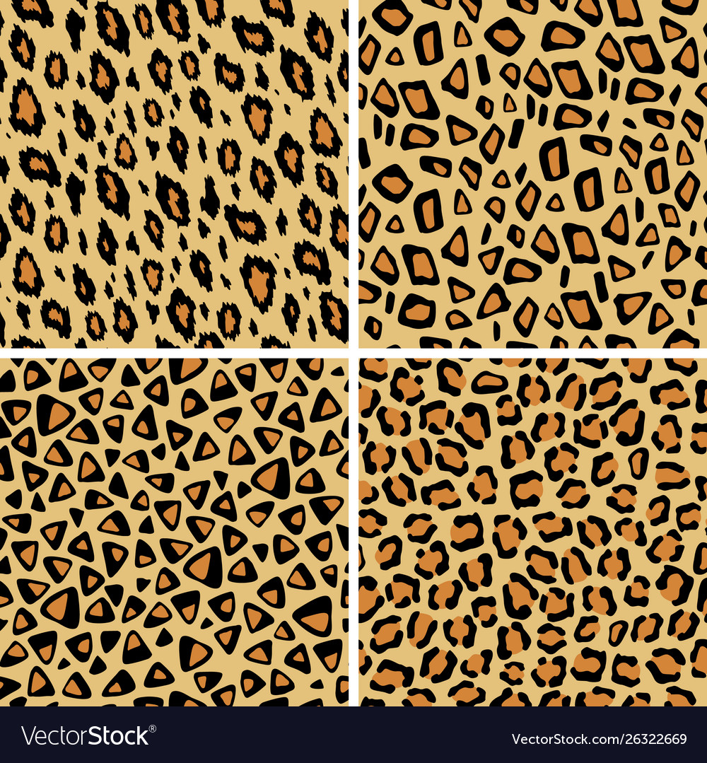 Set leopard skin seamless pattern wild cat Vector Image