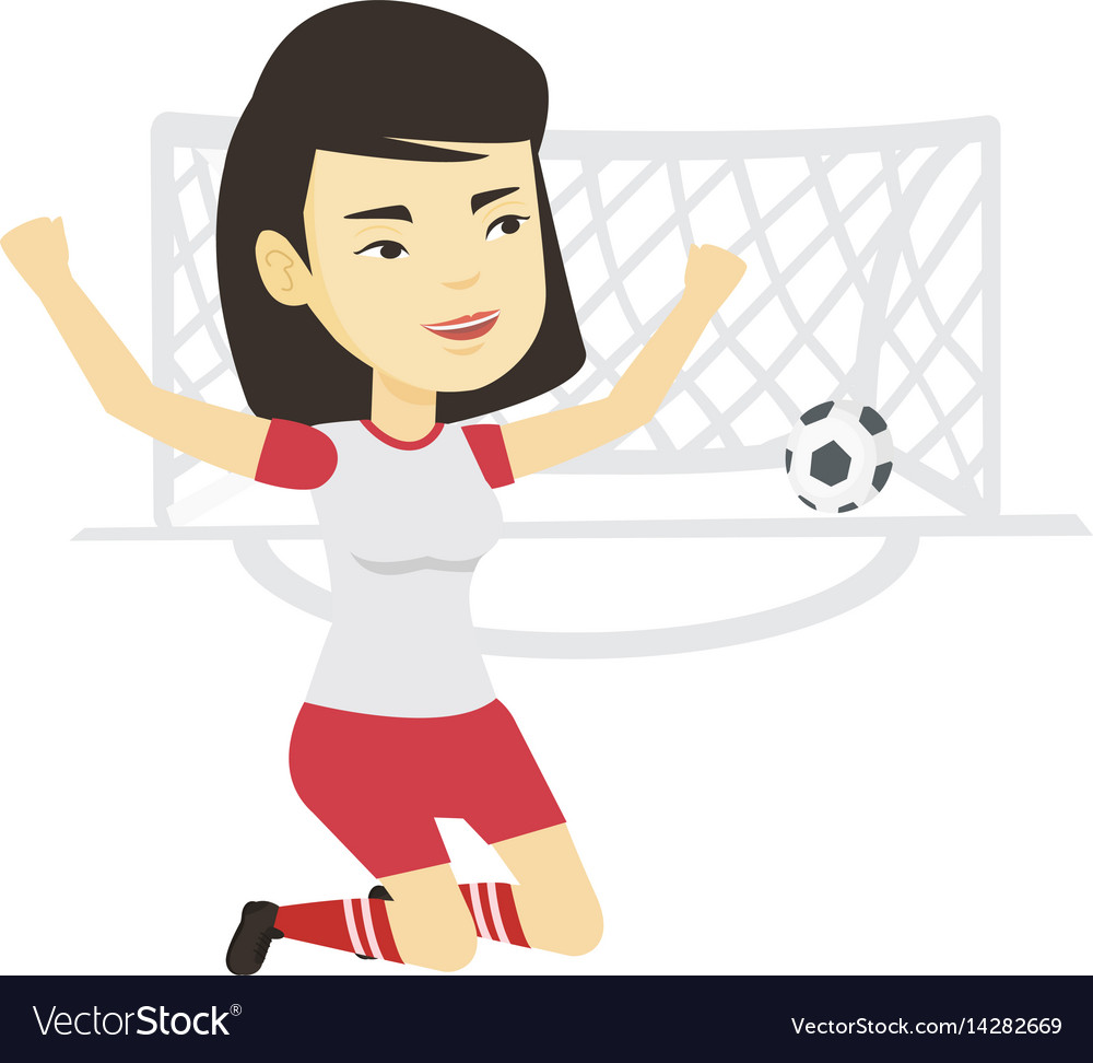 Soccer player celebrating scoring goal Royalty Free Vector