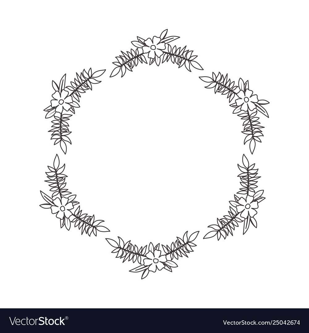 Beautiful flower and leafs circular frame