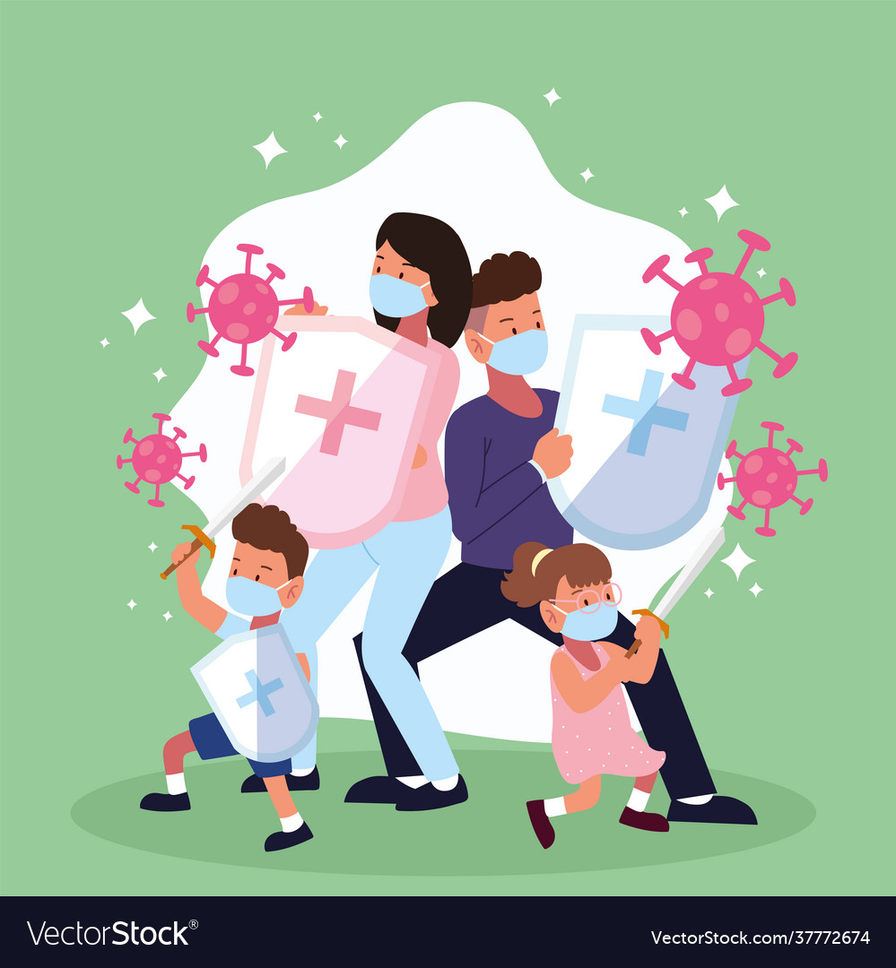 Covid19 19 family fight Royalty Free Vector Image Covid19 19 family fight Royalty Free Vector Image