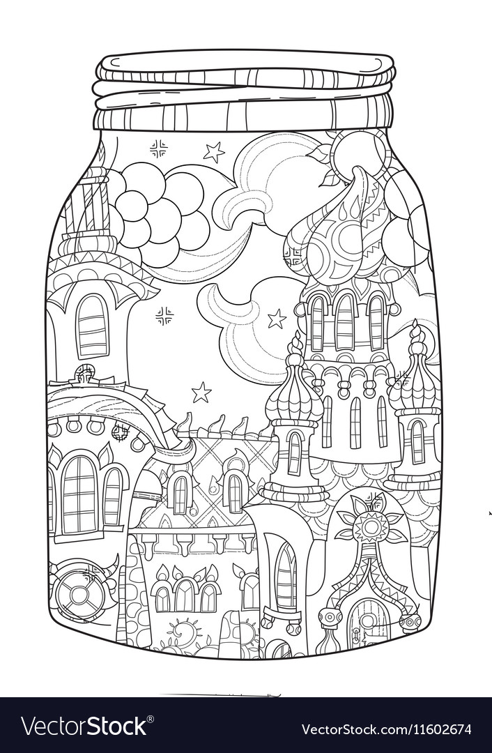 Cute christmas fairy tale town doodle