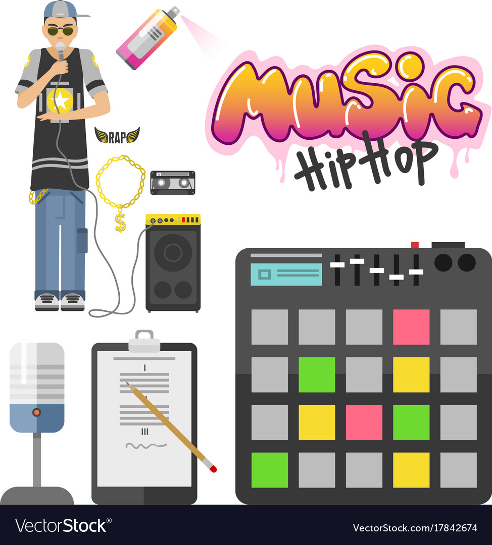 Hip hop character musician with microphone Vector Image