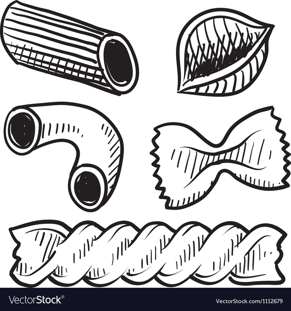 Doodle pasta Royalty Free Vector Image - VectorStock