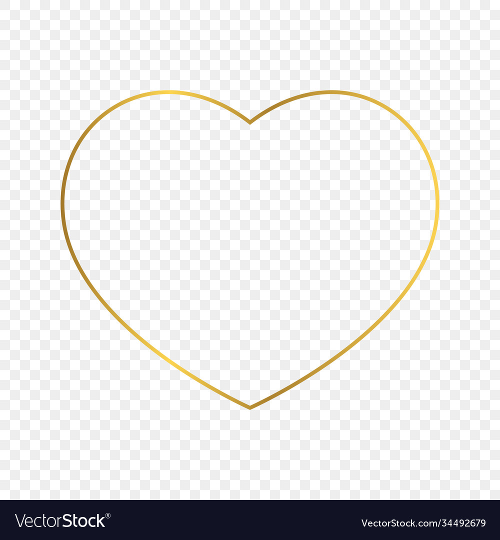 Gold glowing heart shape frame Royalty Free Vector Image