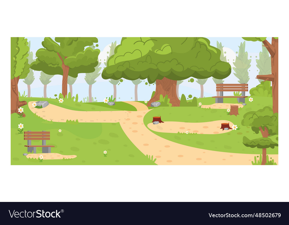 Park background cartoon nature empty forest Vector Image