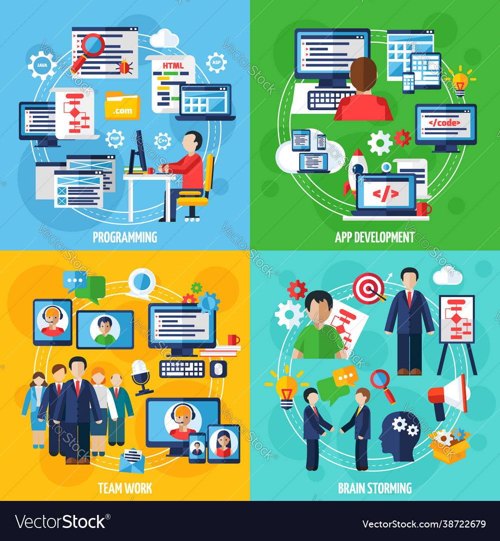 Programmer 2x2 design concept Royalty Free Vector Image