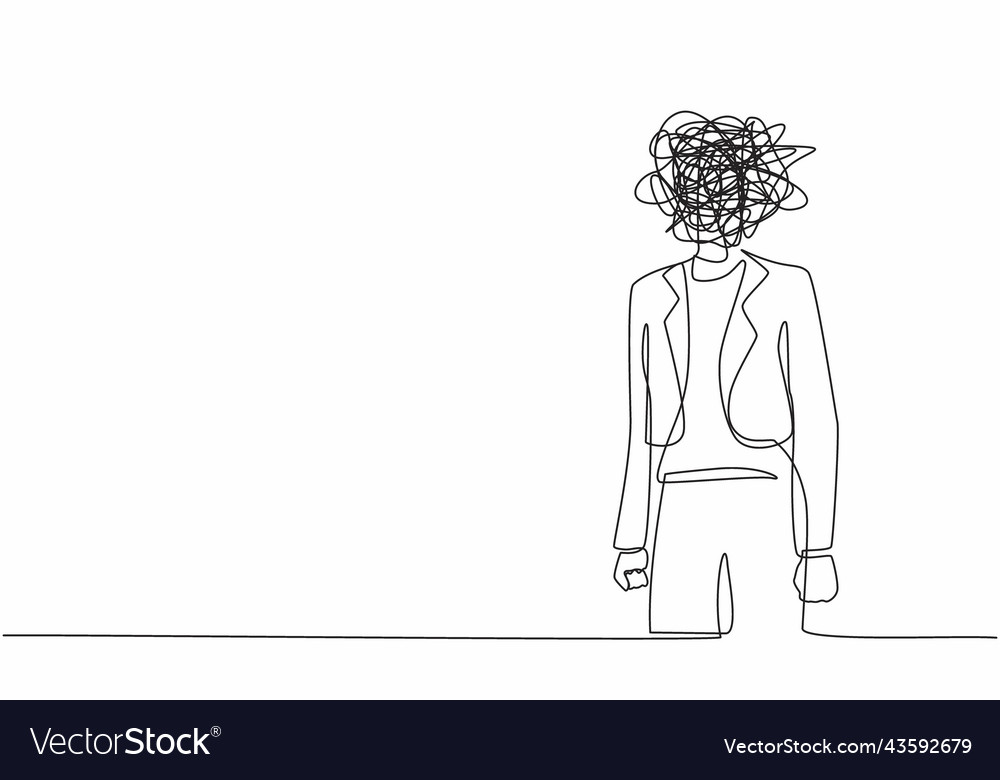 Single continuous line drawing businesswoman