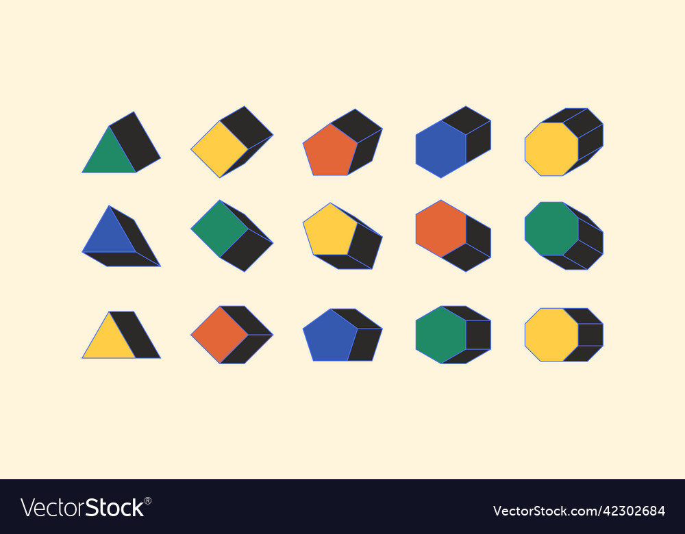 A set of geometric shapes and elements collection Vector Image