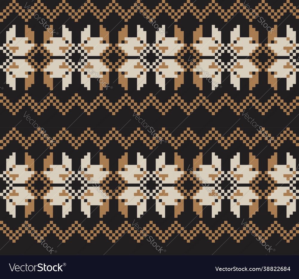 Brown christmas fair isle seamless pattern Vector Image