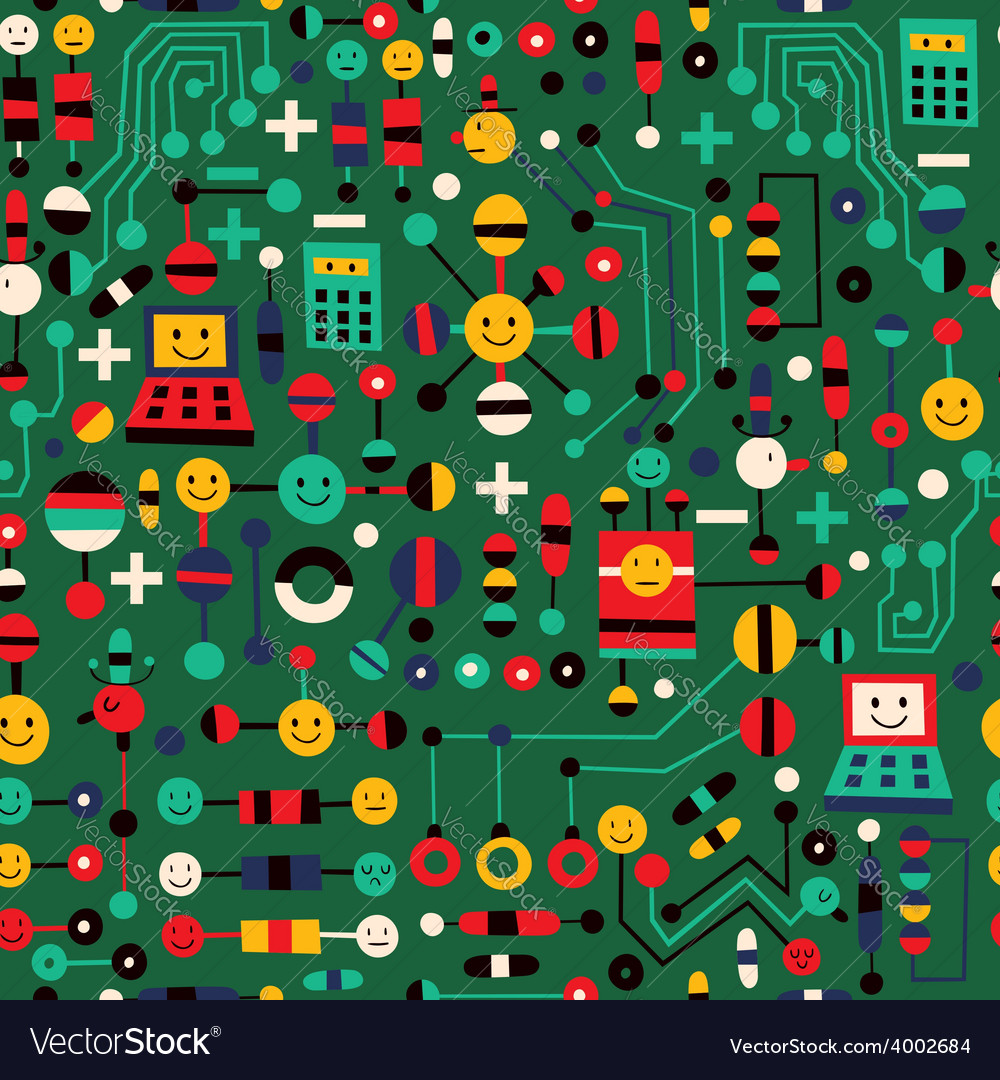 Cartoon circuit board pattern Royalty Free Vector Image