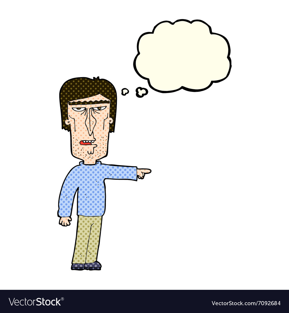 Cartoon Pointing Man With Thought Bubble Vector Image