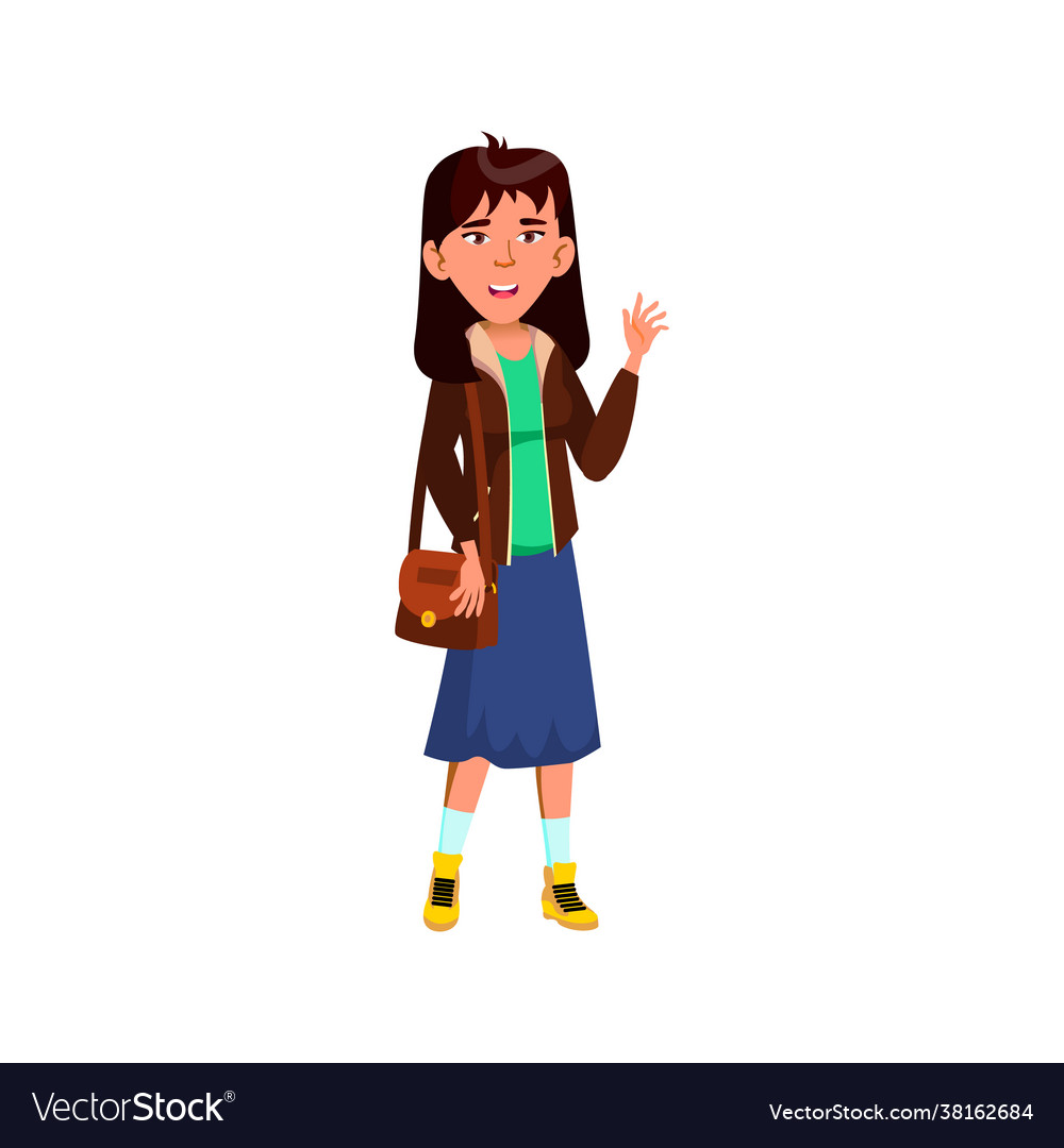 Happy asian girl glad to see boyfriend in mall Vector Image