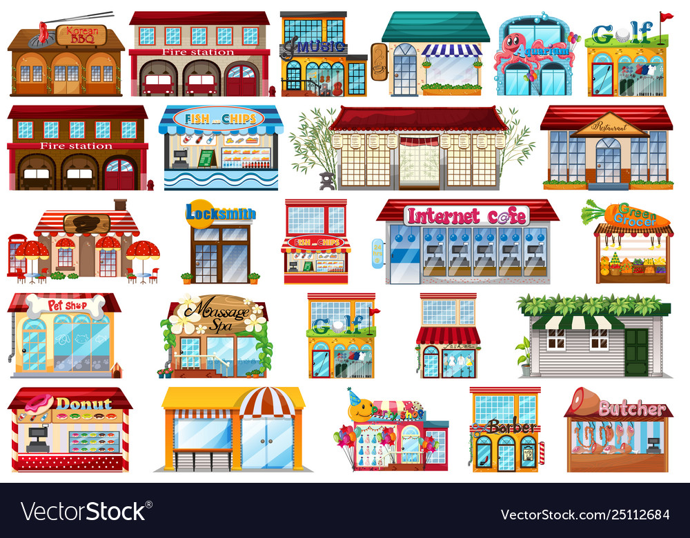 Large set buildings Royalty Free Vector Image - VectorStock