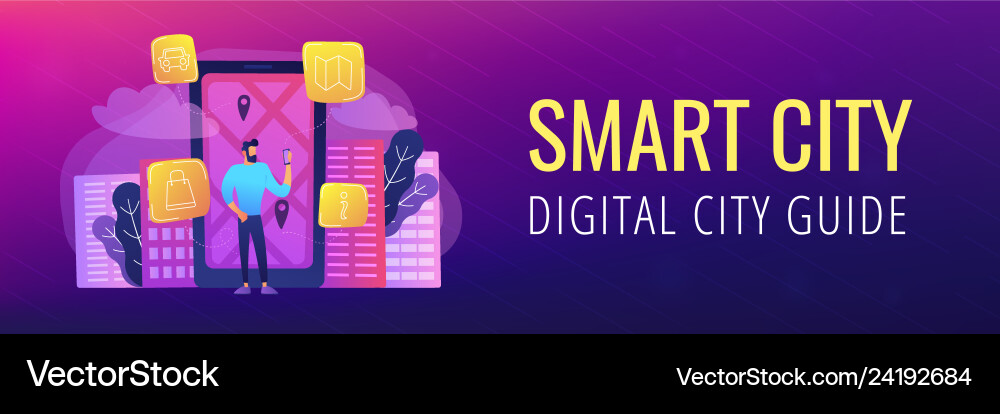 Smart City And Digital City Guide Header Banner Vector Image