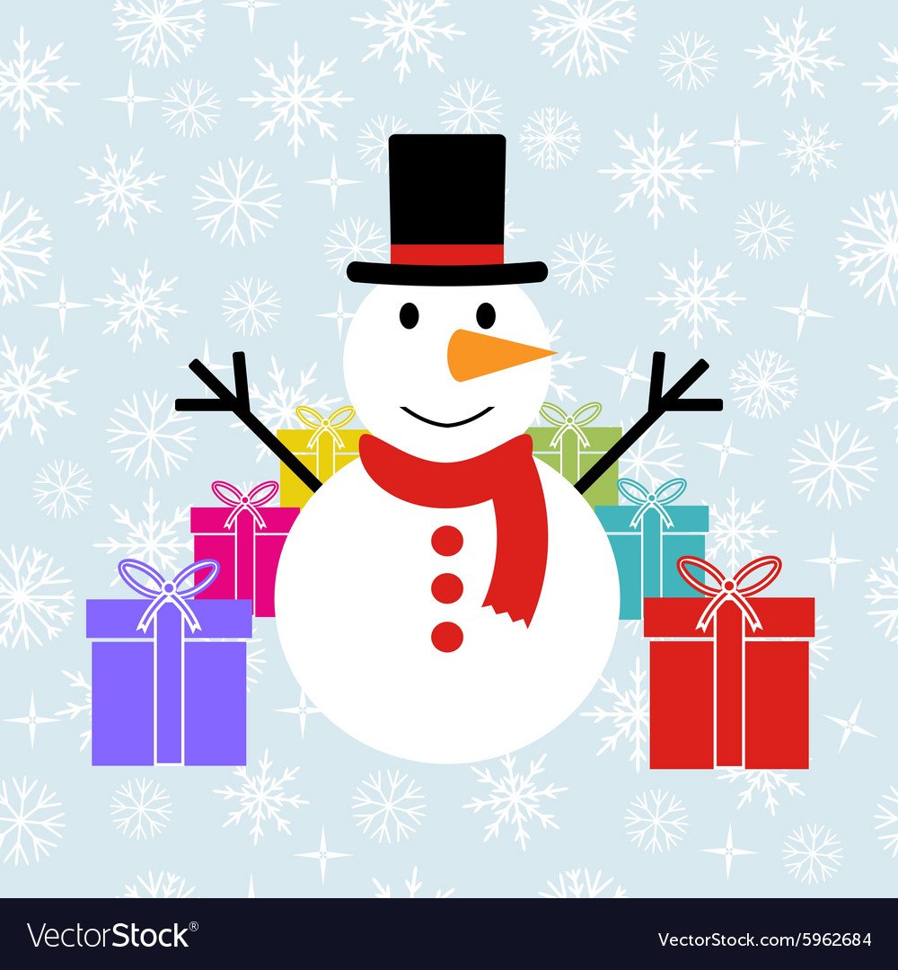 Snowman with gifts Royalty Free Vector Image - VectorStock