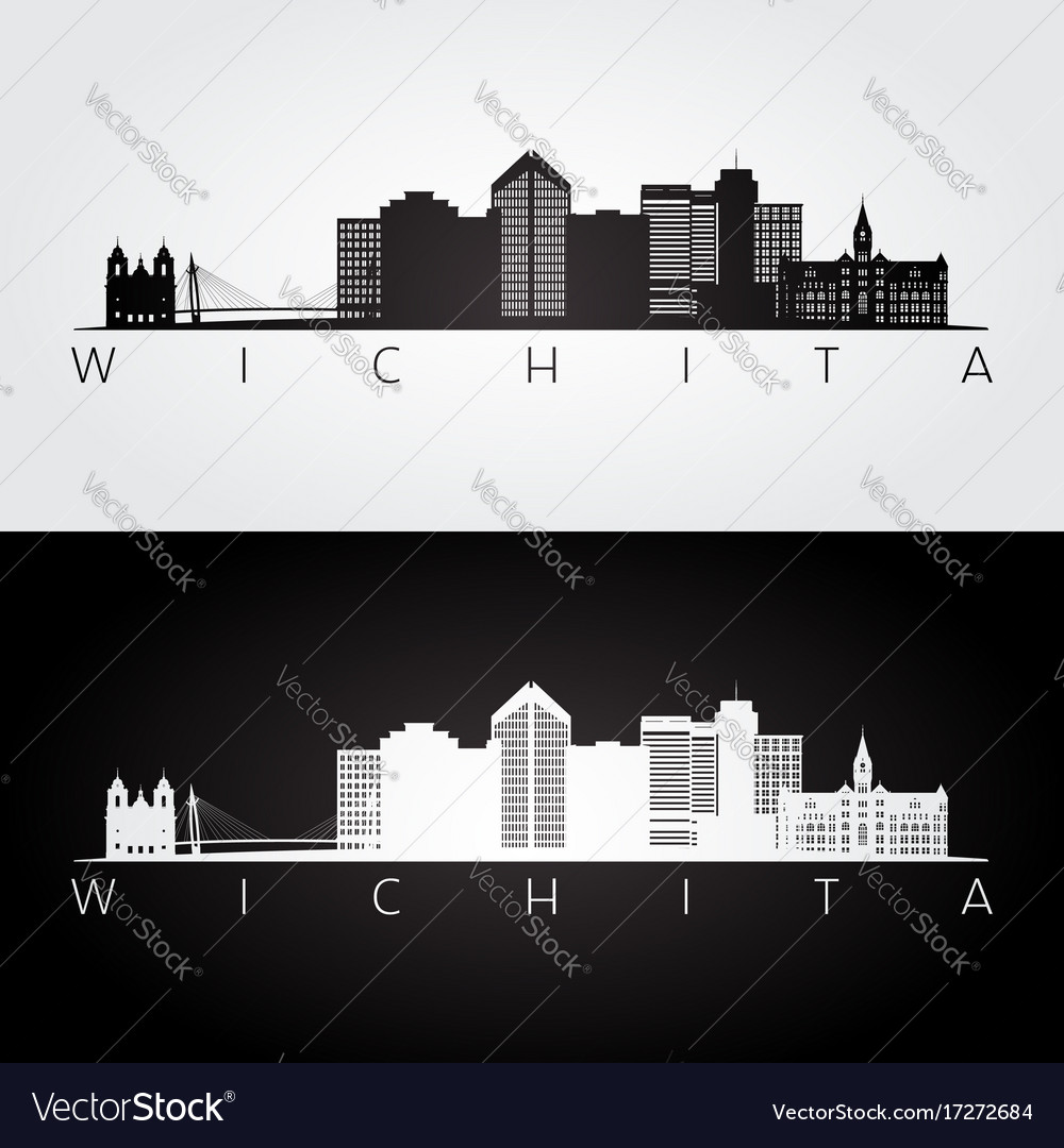 Wichita usa skyline and landmarks silhouette Vector Image