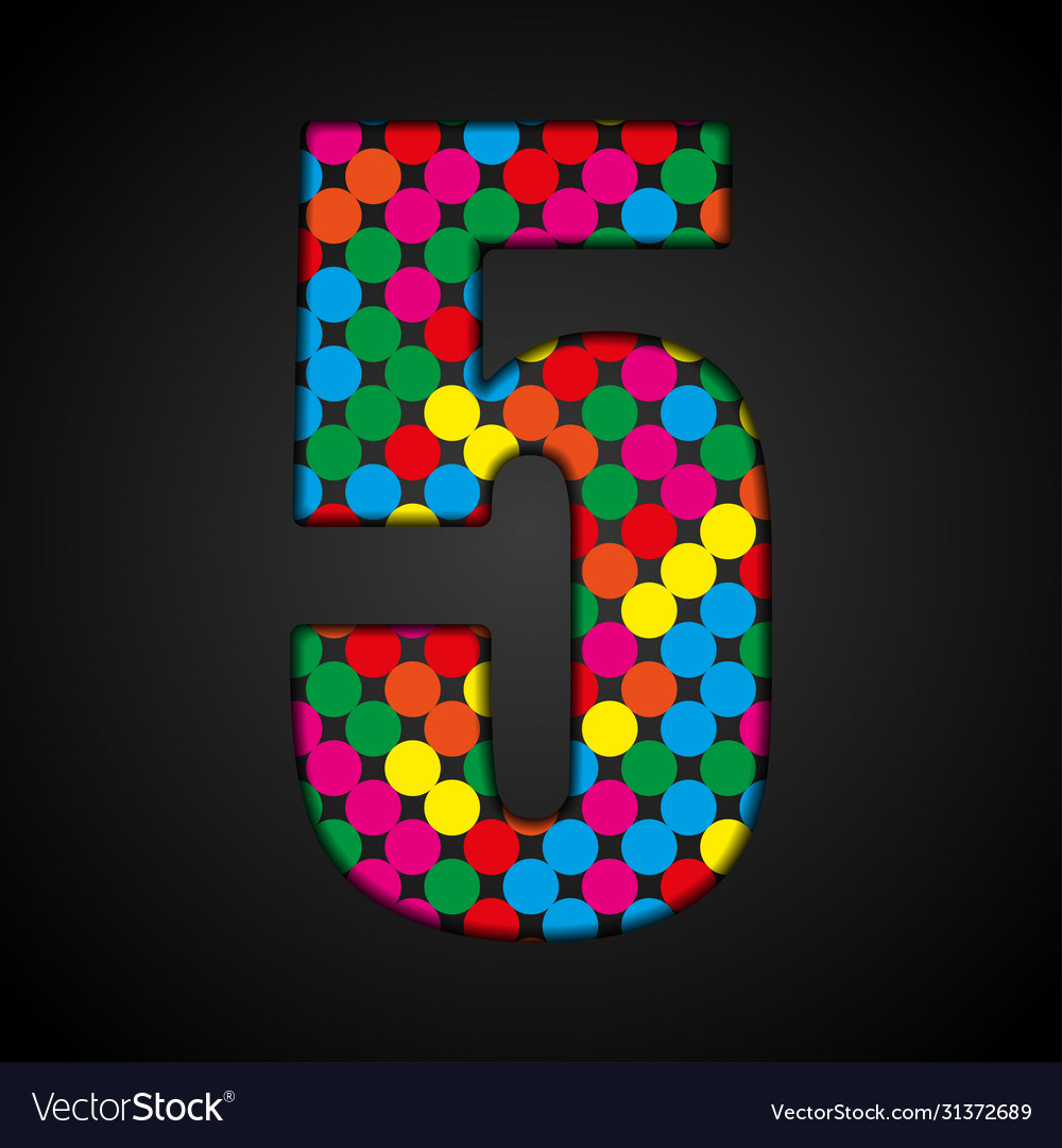 Colorful sign sequins or glitter dots number - 5 Vector Image