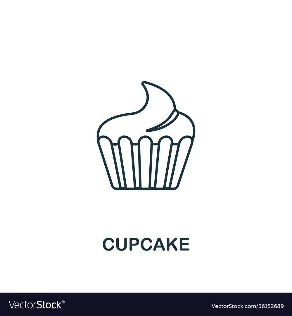 Cupcake icon thin line symbol design from coffee Vector Image