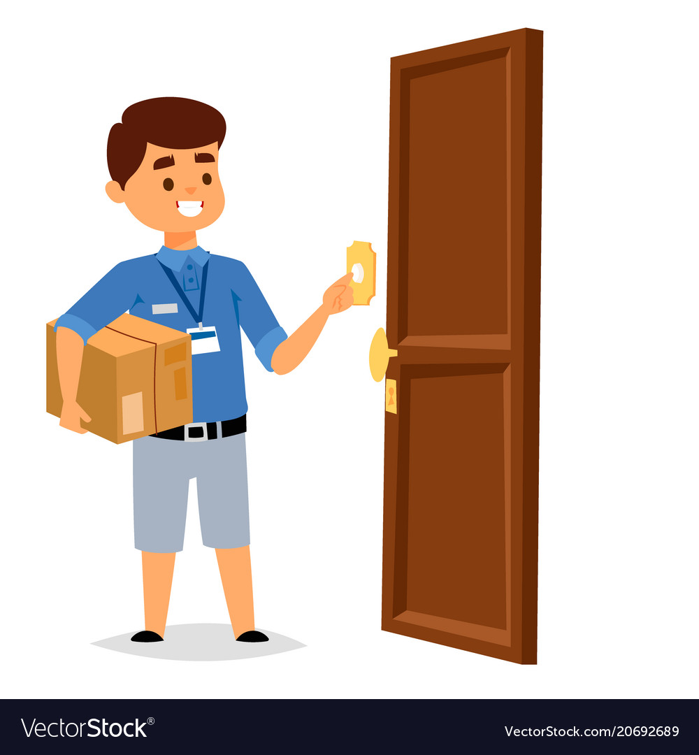 Delivery man boy service workers Royalty Free Vector Image