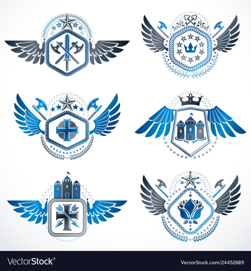 Heraldic decorative emblems made with royal Vector Image