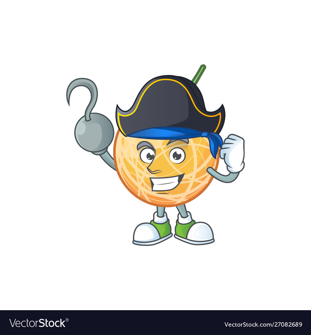 Pirate dessert cantaloupe fruit cartoon Royalty Free Vector