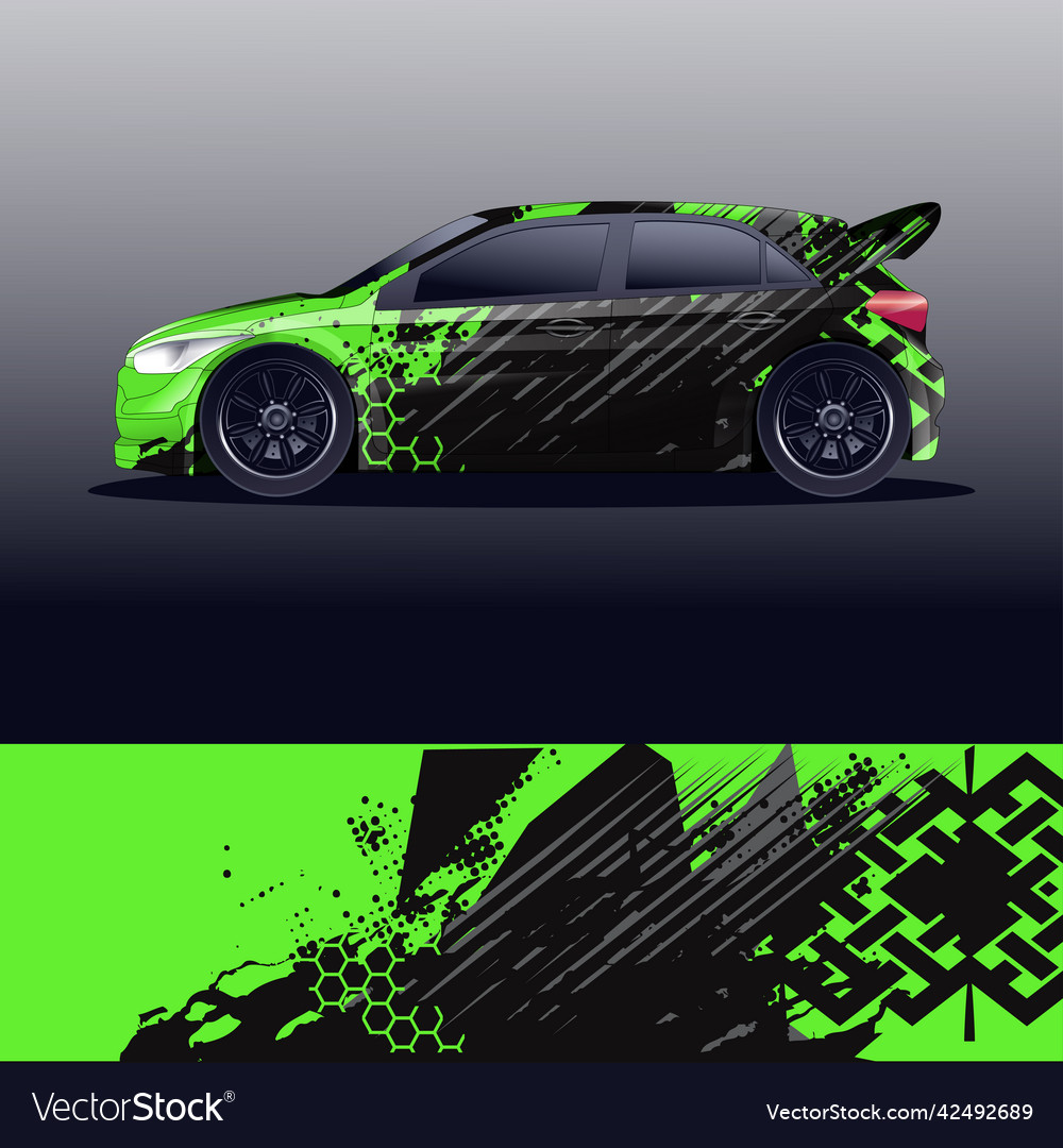 Rally car decal graphic wrap Royalty Free Vector Image