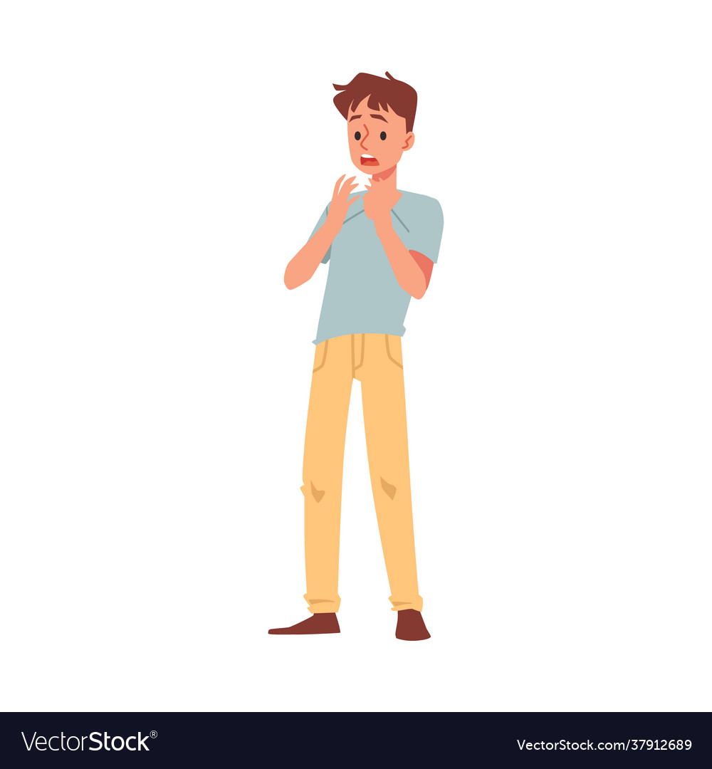 Scared male character with expression panic fear Vector Image