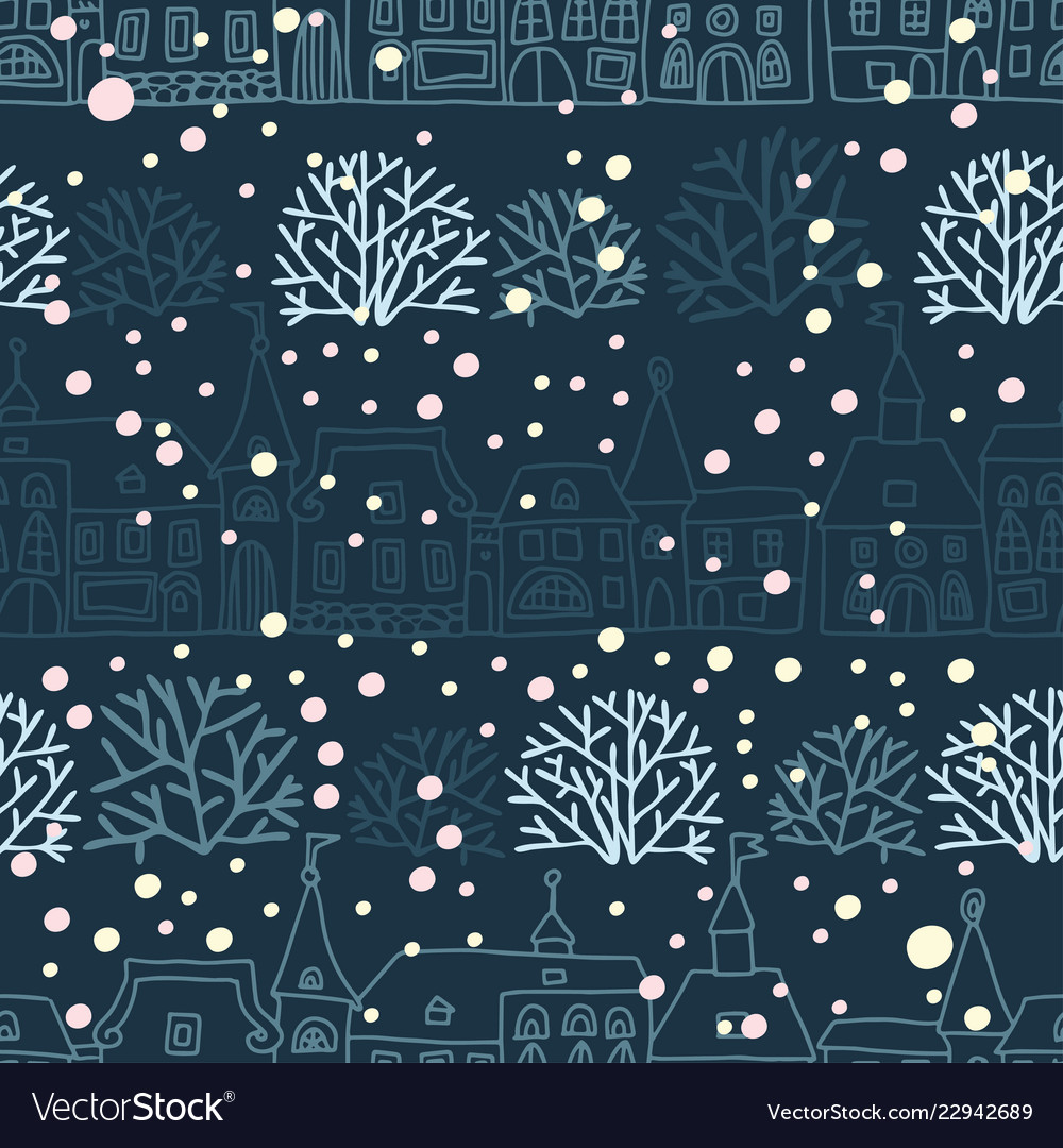 Seamless pattern with snow houses and christmas