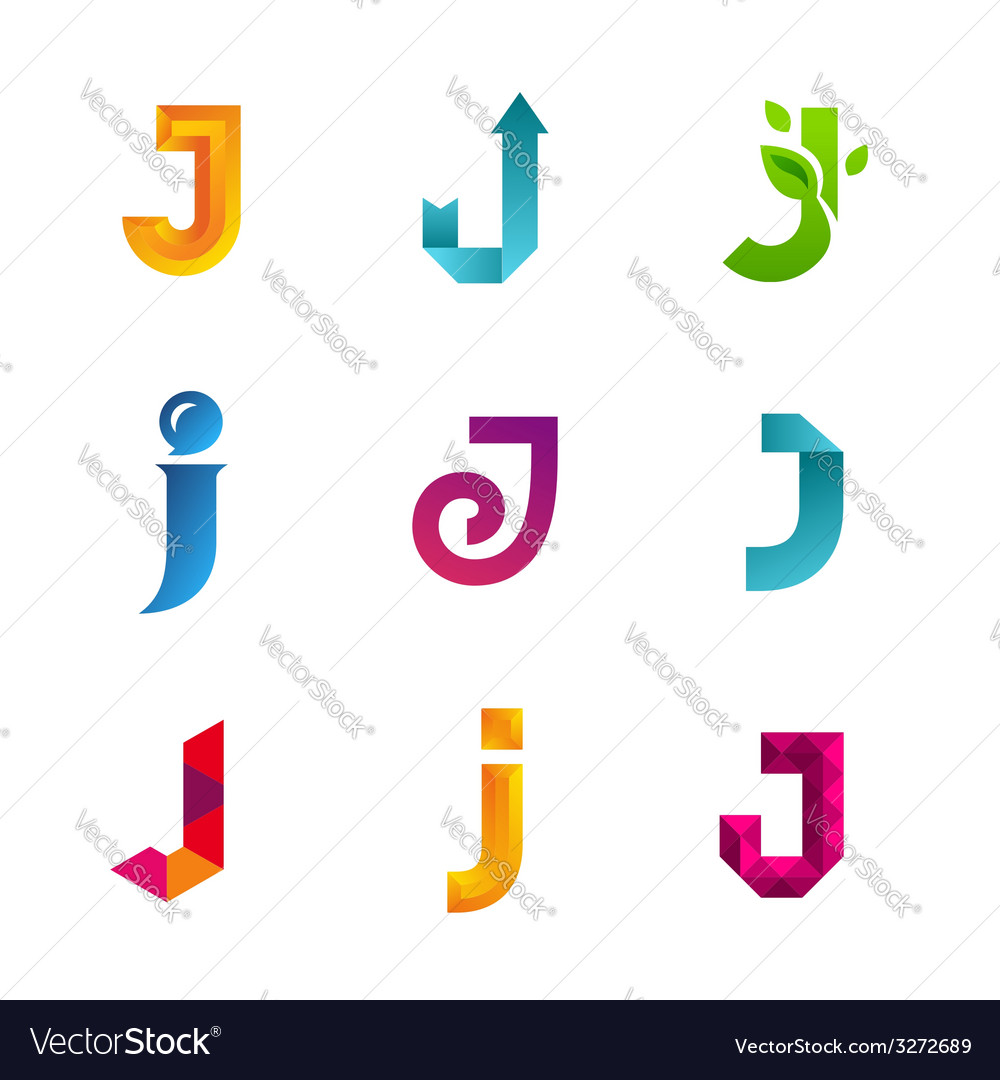 Set letter j logo icons design template Royalty Free Vector