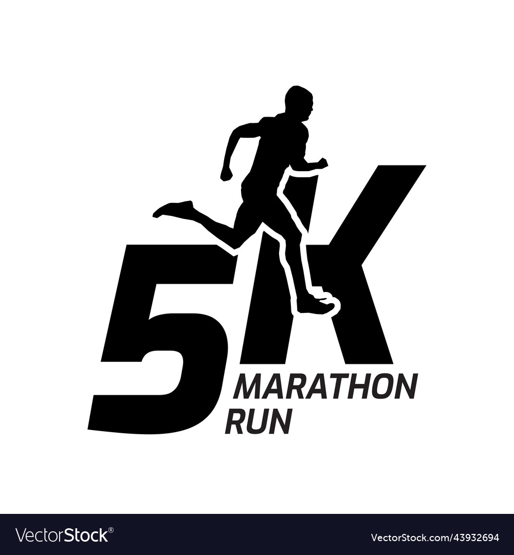 Black silhouette marathon run event logo template Vector Image