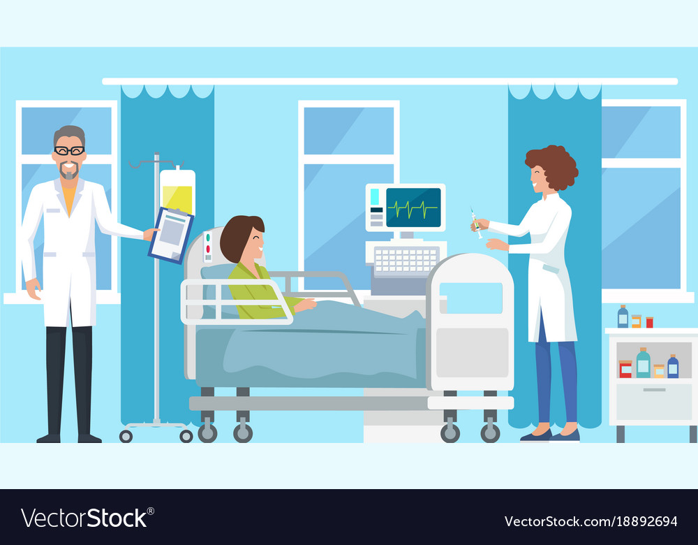 Doctor and nurse and syringe Royalty Free Vector Image