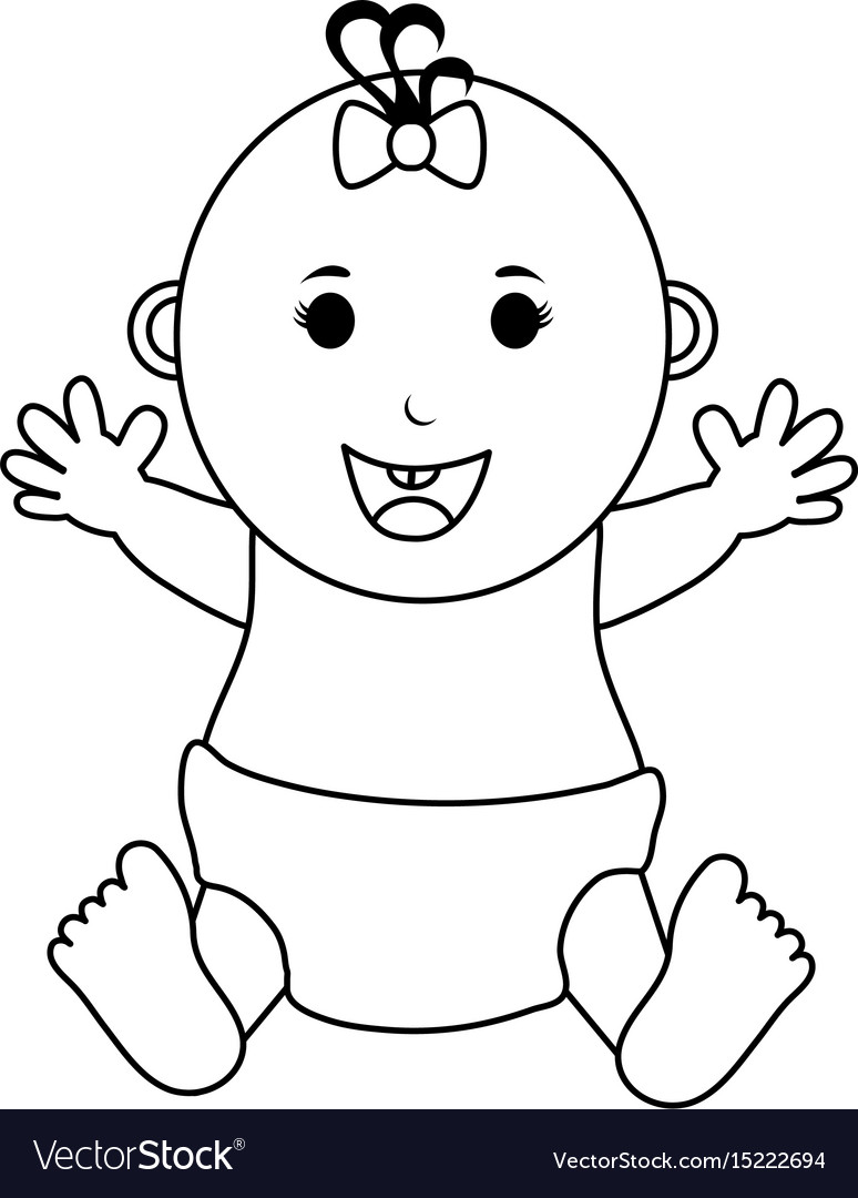 Happy Smiling Female Baby Icon Image Royalty Free Vector