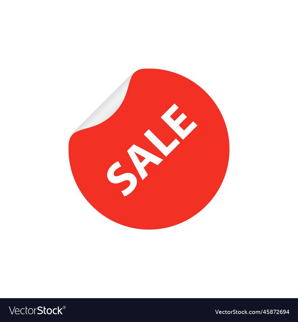 Round sale tag with inscription red sticker