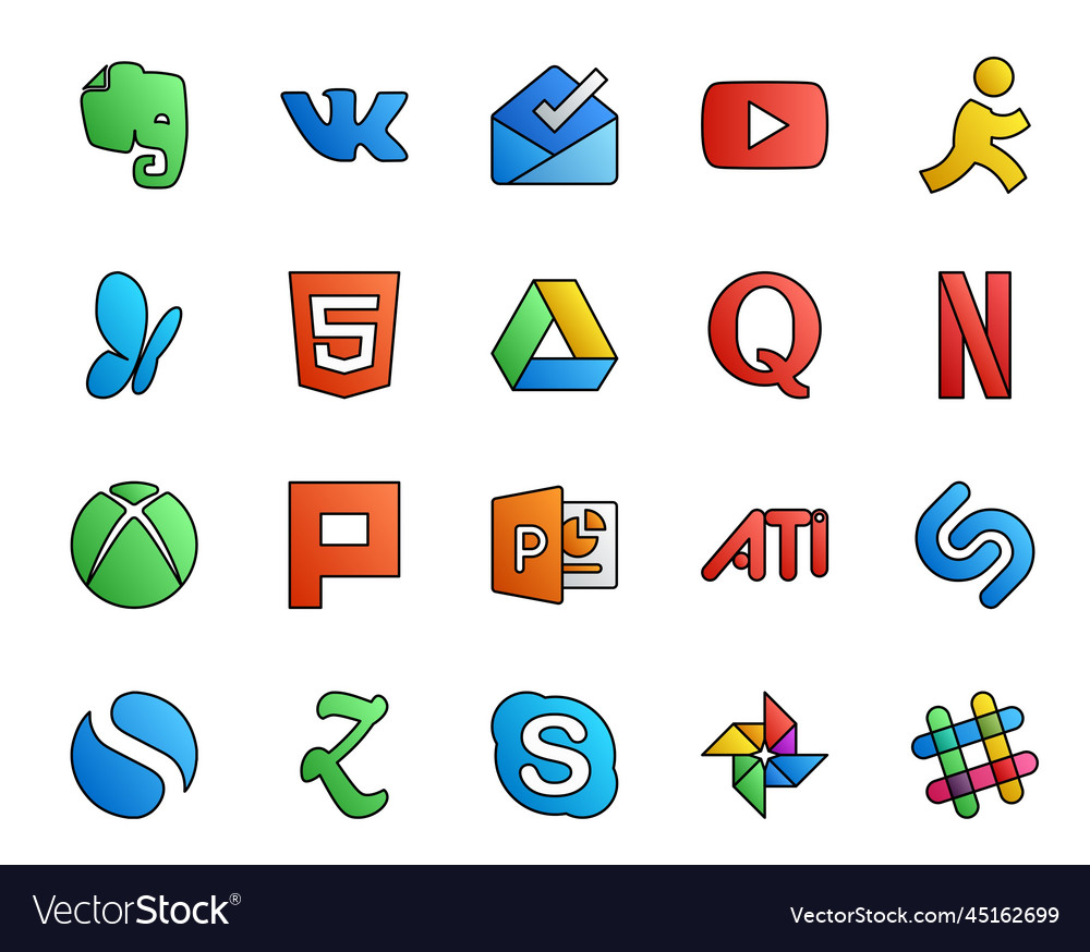 20 social media icon pack including simple ati