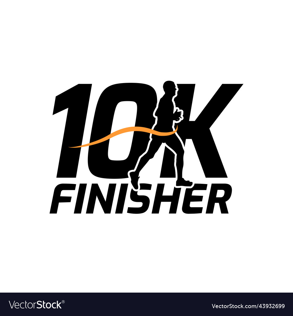 Black silhouette marathon run event finisher logo Vector Image