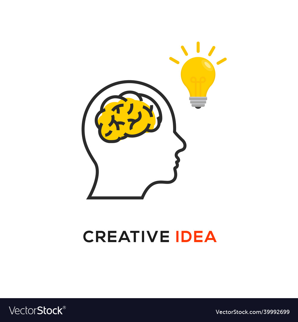 Brain think idea mind head icon man face Vector Image