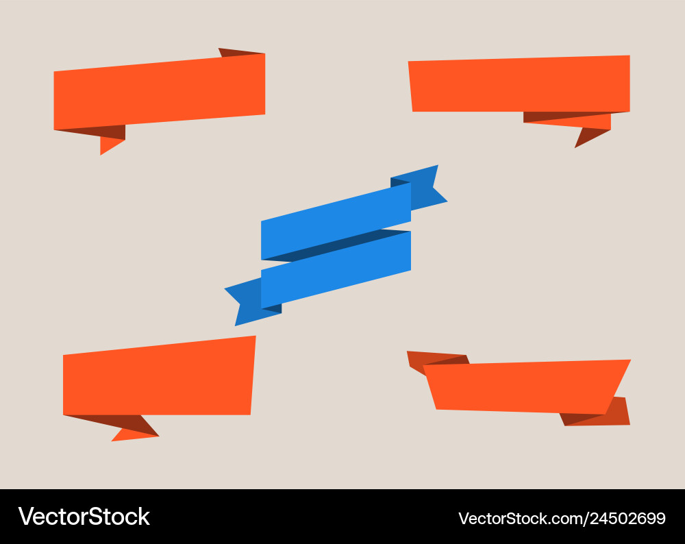 Five Ribbon Banners On Light Background In Flat Vector Image
