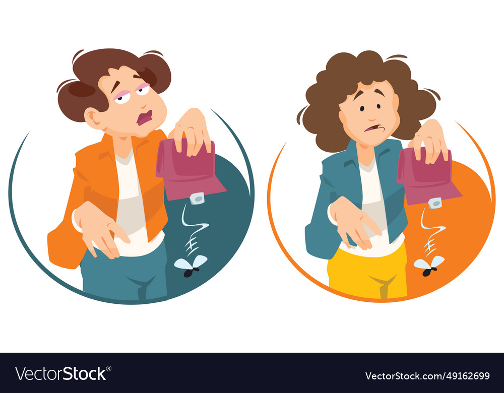 Girl with empty wallet for internet and mobile Vector Image