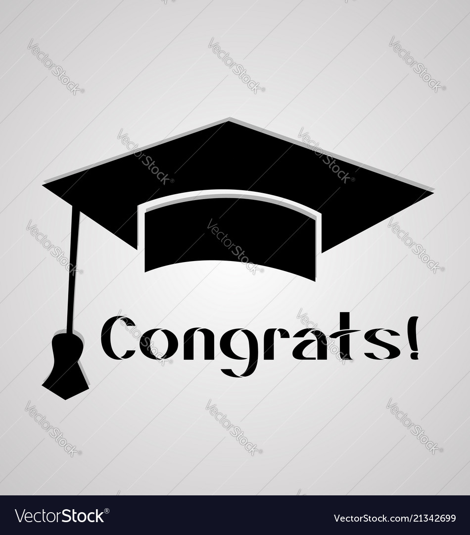 Graduation cap student congratulations icon card Vector Image