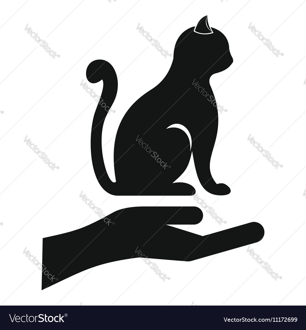 Black cat icon simple style Royalty Free Vector Image