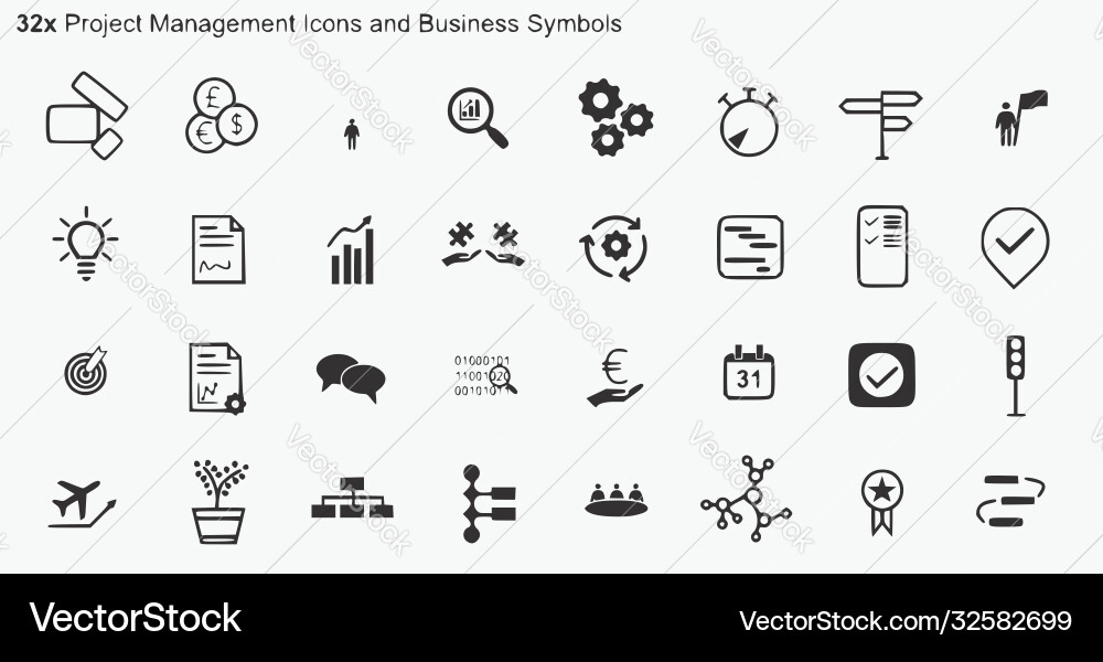 Project management icons Royalty Free Vector Image