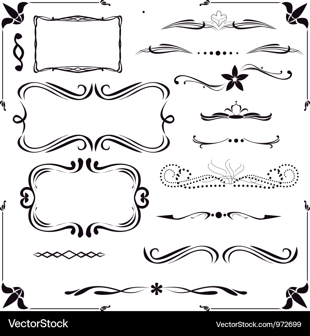 Set calligraphic design elements Royalty Free Vector Image