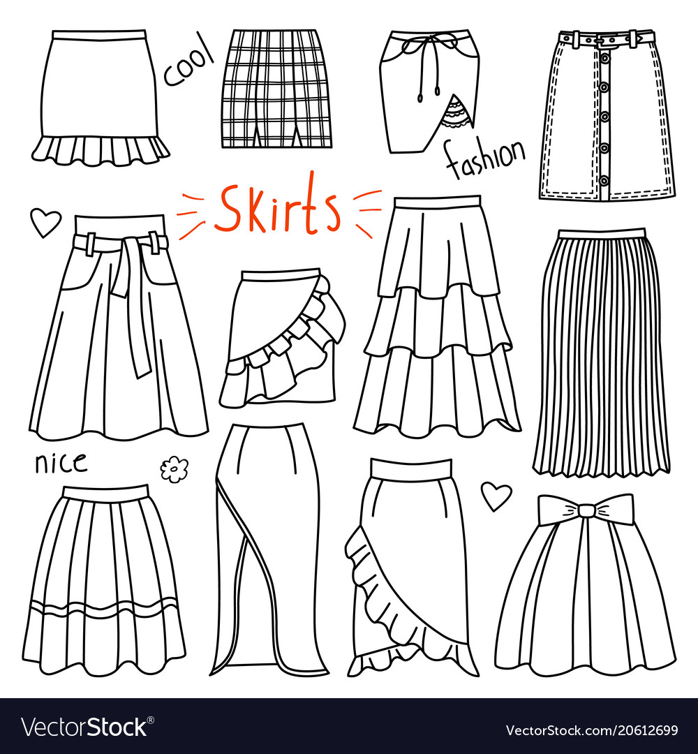 hand drawn women clothes skirts Royalty 