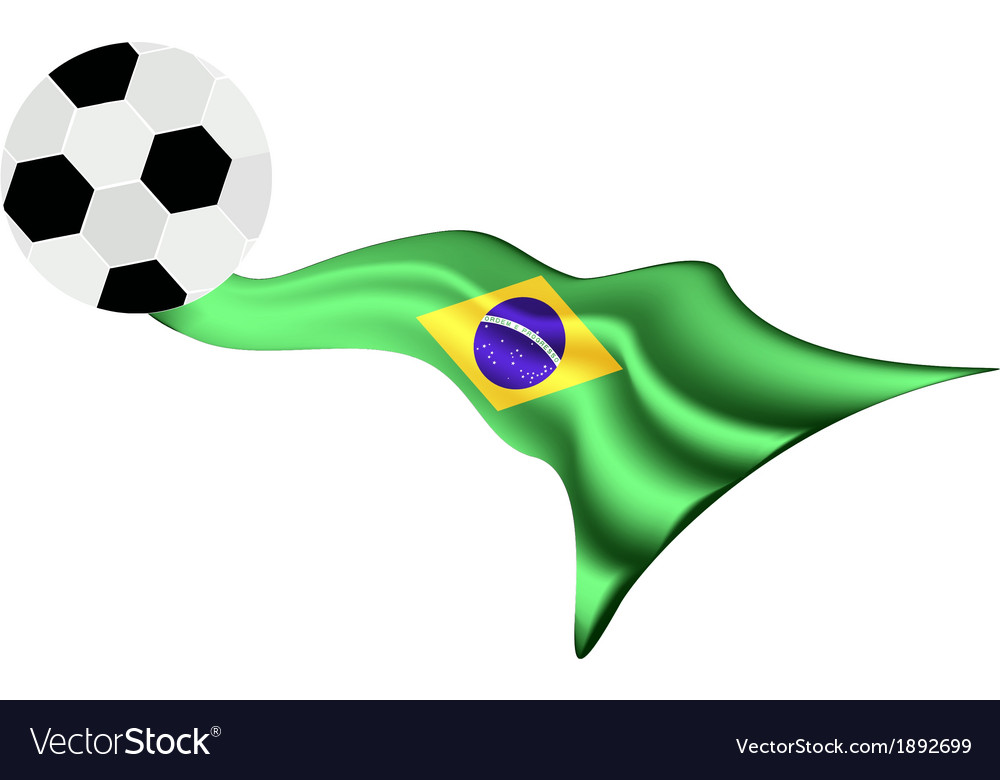 Soccer Ball On Brazilian Flag Of Brazil 2014 Vector Image